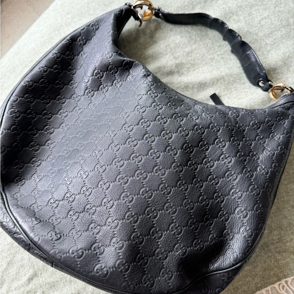 Large GUCCI GG leather tote bag